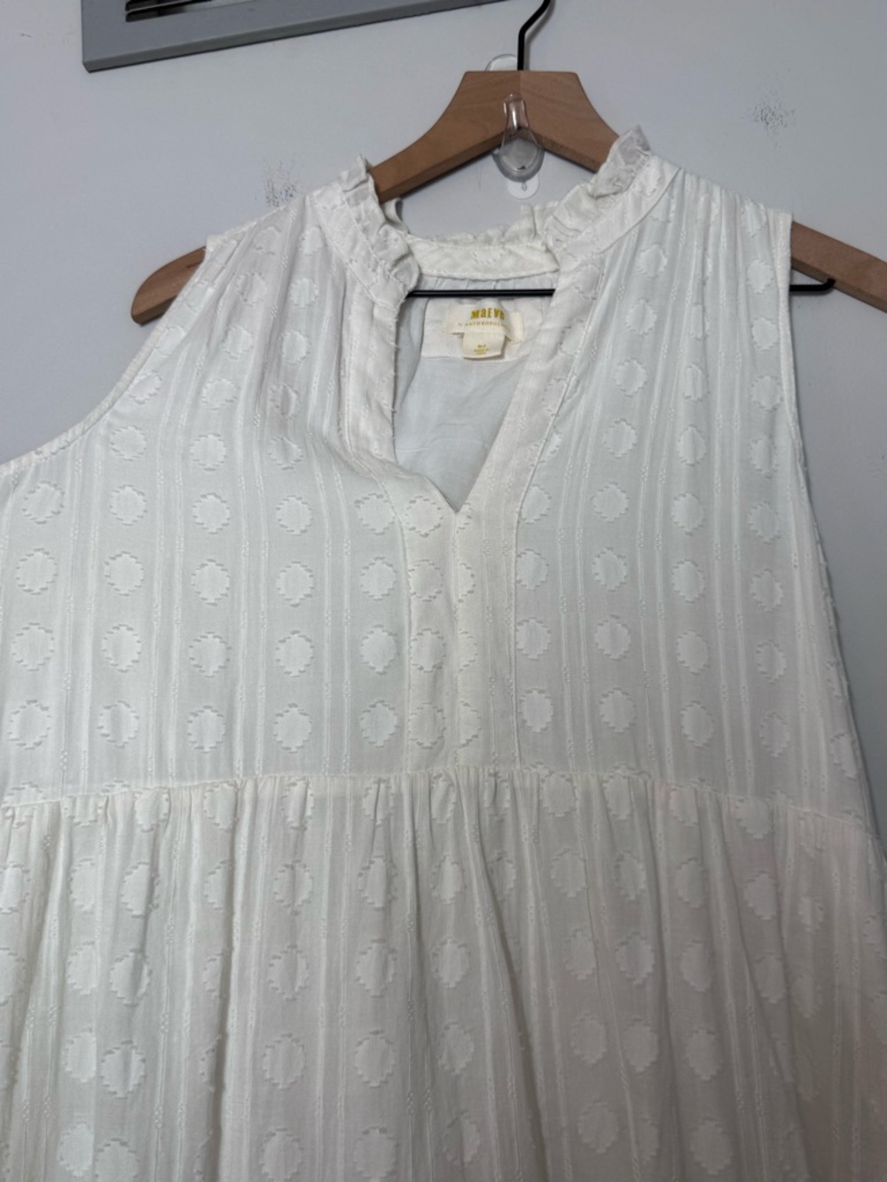 Maeve Anthropologie white cotton gauzy sleeveless midi dress bohemian flowy MP - Picture 10 of 14